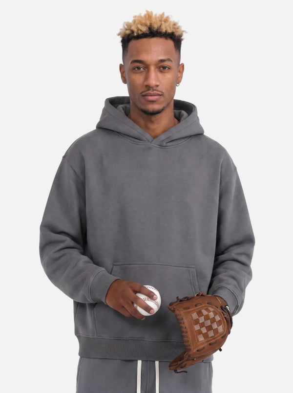 #Darkgrey Heavyweight Fleece Lined Pullover Hoodie