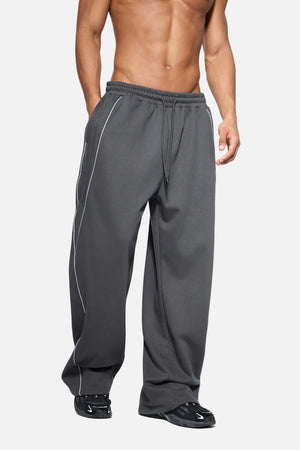 #Darkgrey Reflective Stripe Straight Leg Sweatpants