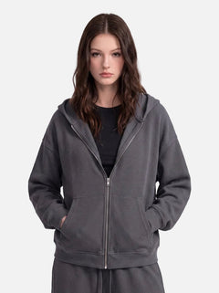 #Darkgrey Waffle Zip Up Hoodie