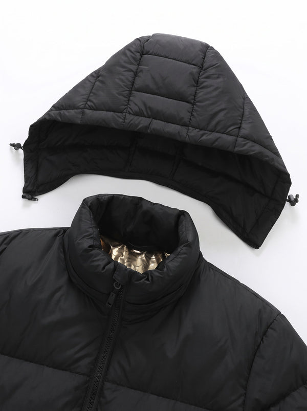 Detachable hood with #Black Dual Control Heated Padded Jacket