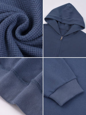 Details of #Blue Waffle Zip Up Hoodie