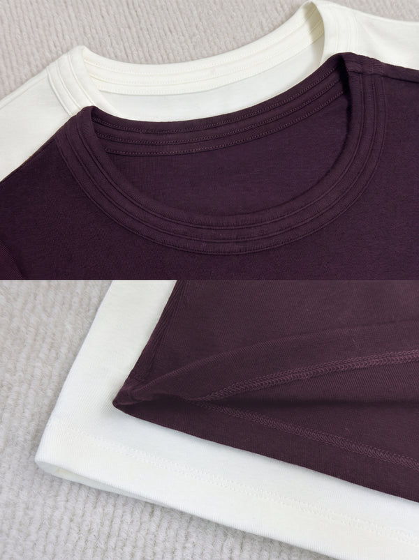 Details of #Purple Wool Blend Crew Neck Base Layer Top