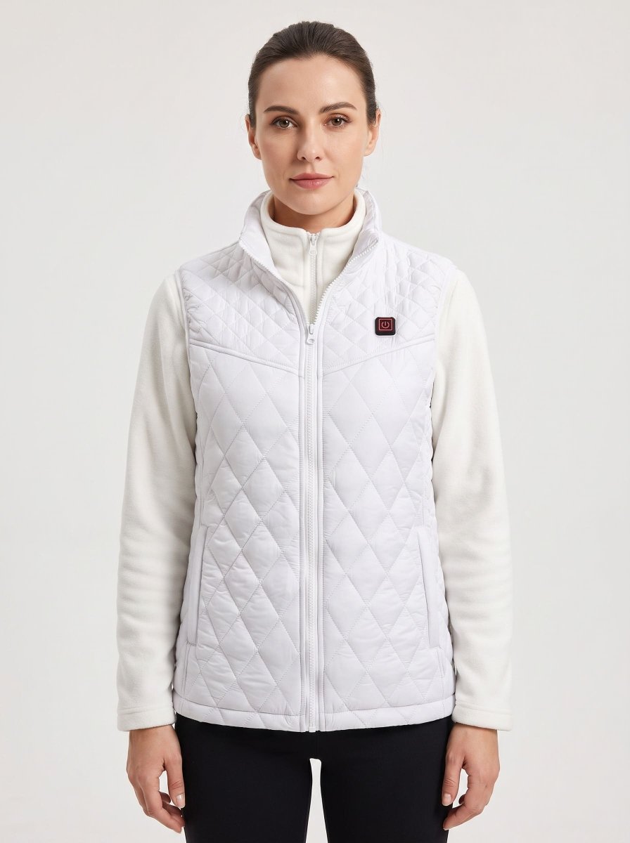 womens white  Diamond Quilted Heated Vest