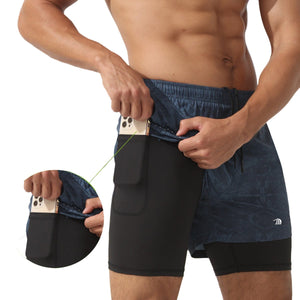 Double Layer Printed Sports Shorts lining 