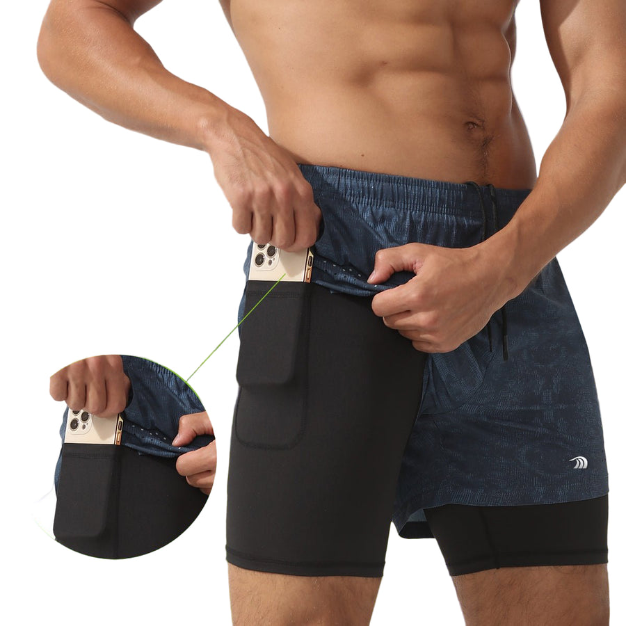 Double Layer Printed Sports Shorts lining 