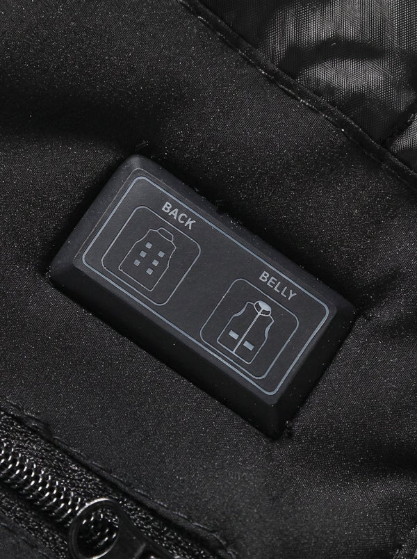 Dual Control Switch detail of #Black Heated Softshell Jacket