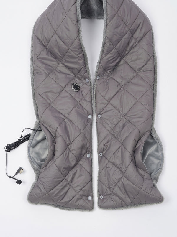 Dual Side Pocket Design with #grey Heated Long Scarf