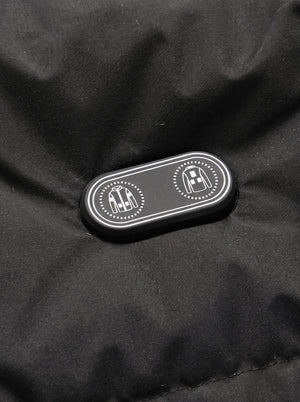 Dual Switch details of #black Mid Length Heated Quilted Jacket
