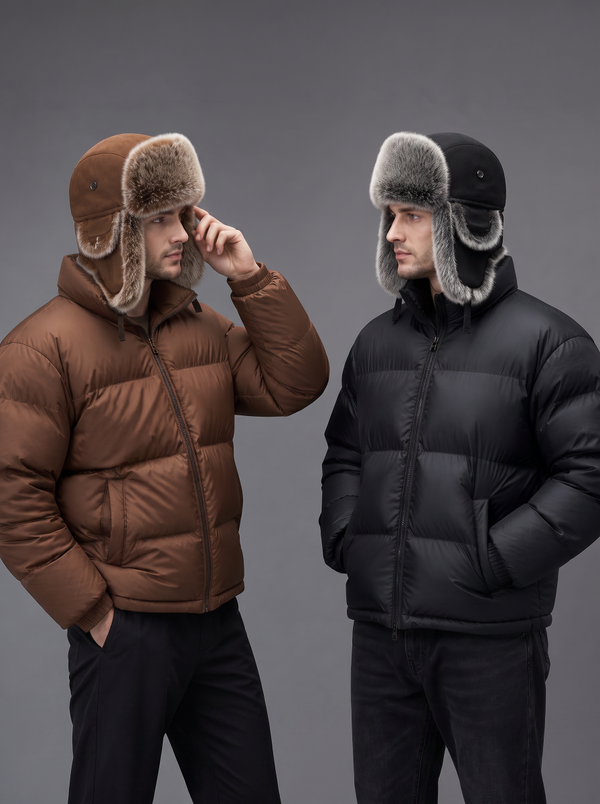#Black brown Ear Protecting Cold Weather Hat