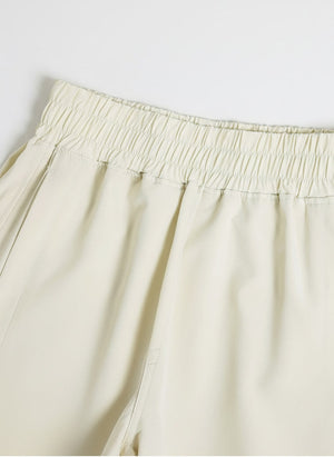 Elastic Ribbed Waistband of #ivory Quick Dry Split sports Shorts