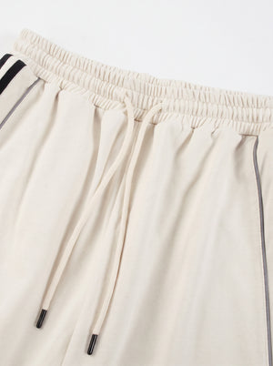 Elastic waistband drawstring with #White Reflective Stripe Straight Leg Sweatpants