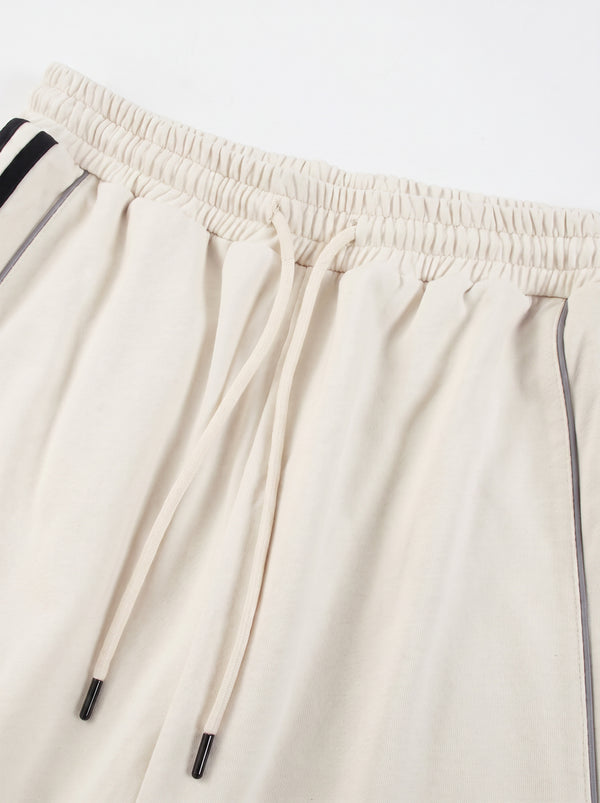 Elastic waistband drawstring with #White Reflective Stripe Straight Leg Sweatpants