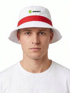 mens England Official UV Bucket Hat by Anniou in white and red