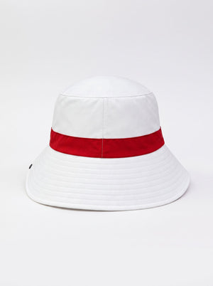 English Official UV Bucket Hat back in white and red