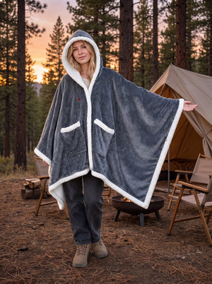 Explore Outdoors with #Grey Heated Hooded Wearable Blanket
