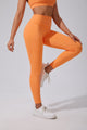 Orange High Waist gym leggings with elastic waist