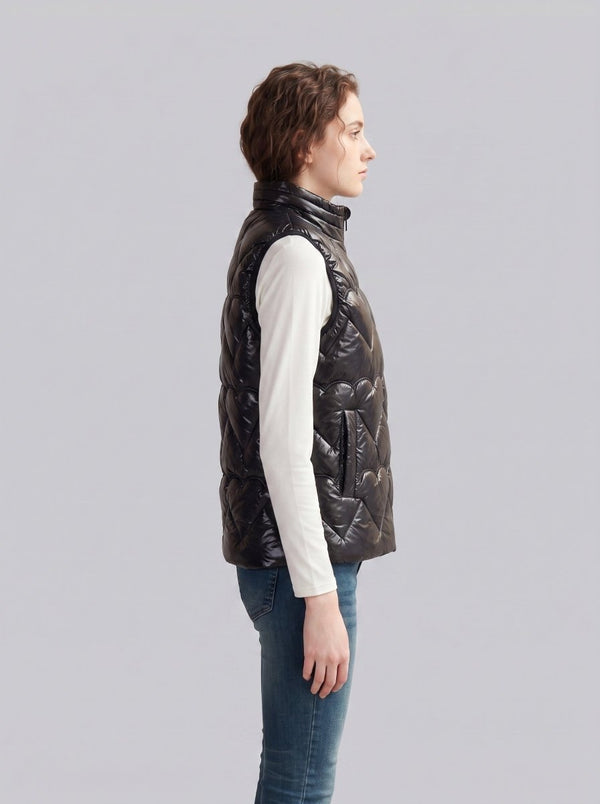 Fashion Ladies Shiny Padded Heated Vest