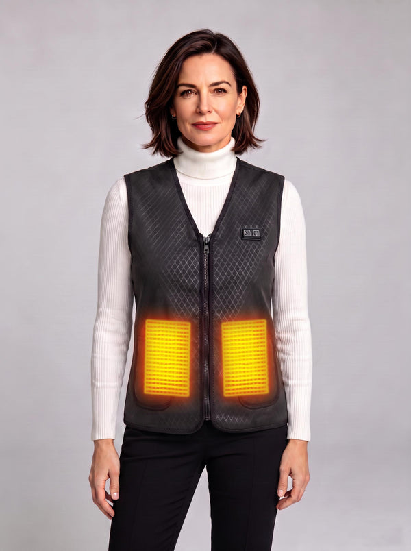 Women’s Electric Heated Vest Front View with Front Heating Pads