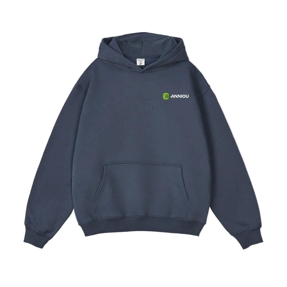 Gray Blue Oversized Pullover Urban Sports Hoodie by Anniou