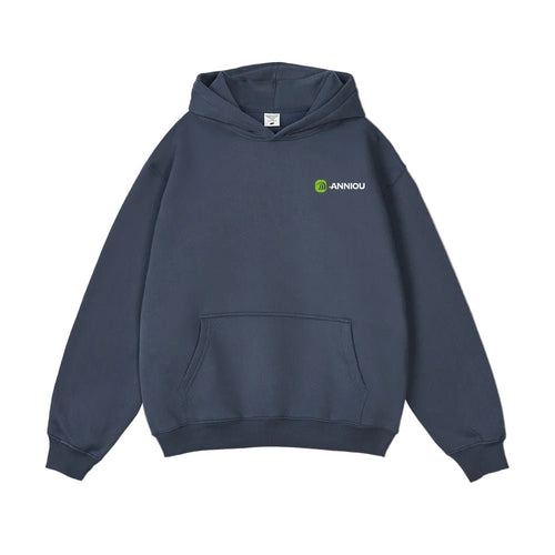 Gray Blue Oversized Pullover Urban Sports Hoodie by Anniou