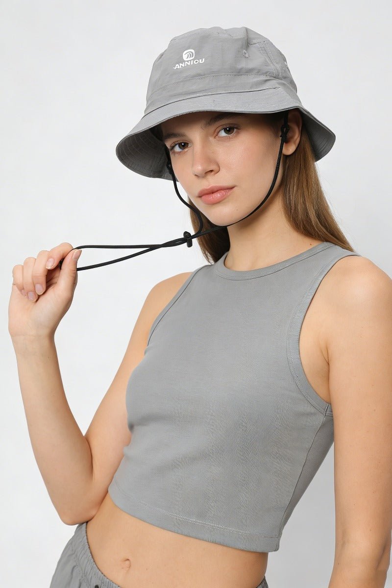Womens Gray Sun Bucket Hat
