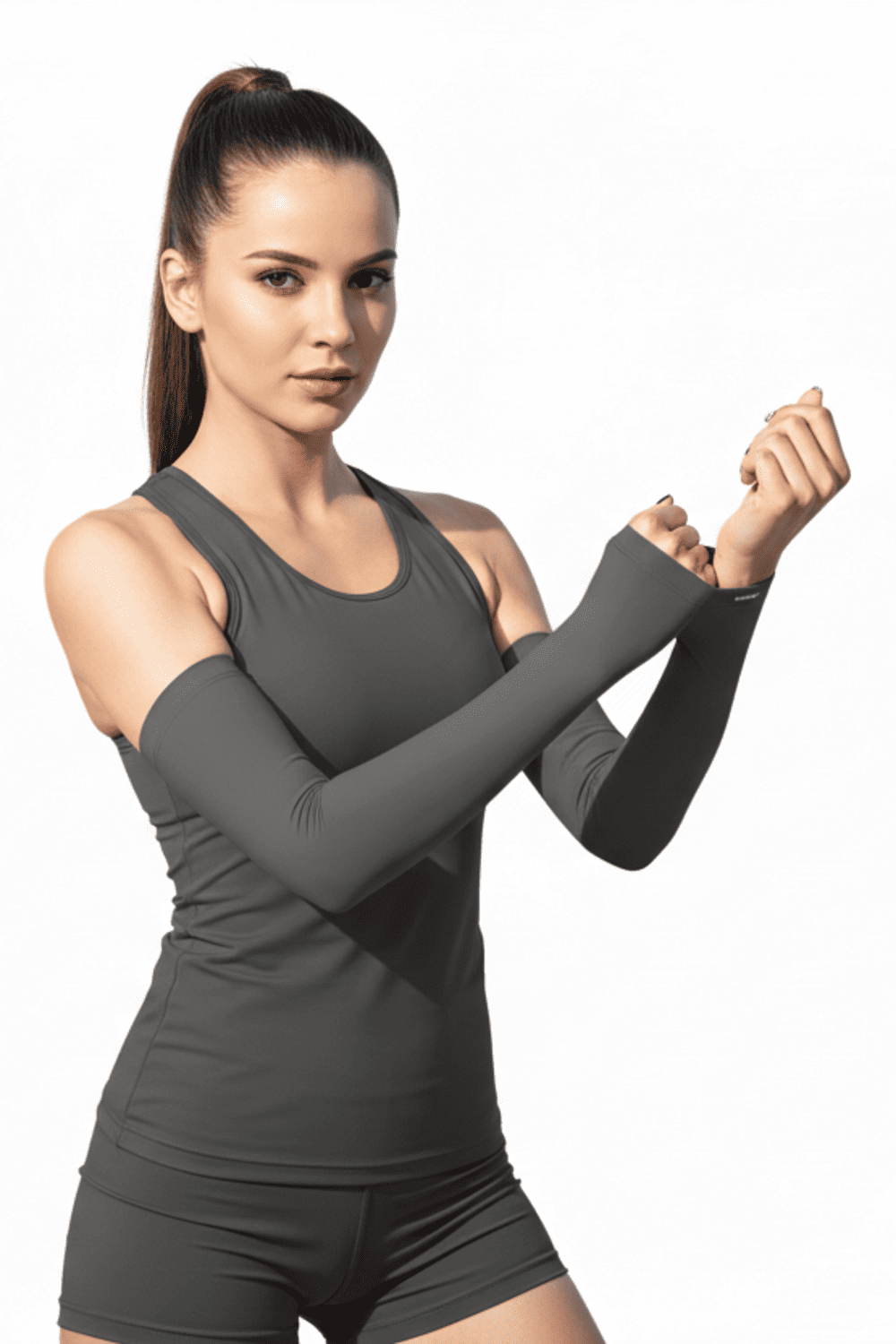 Gray Sun Protection Arm Sleeves