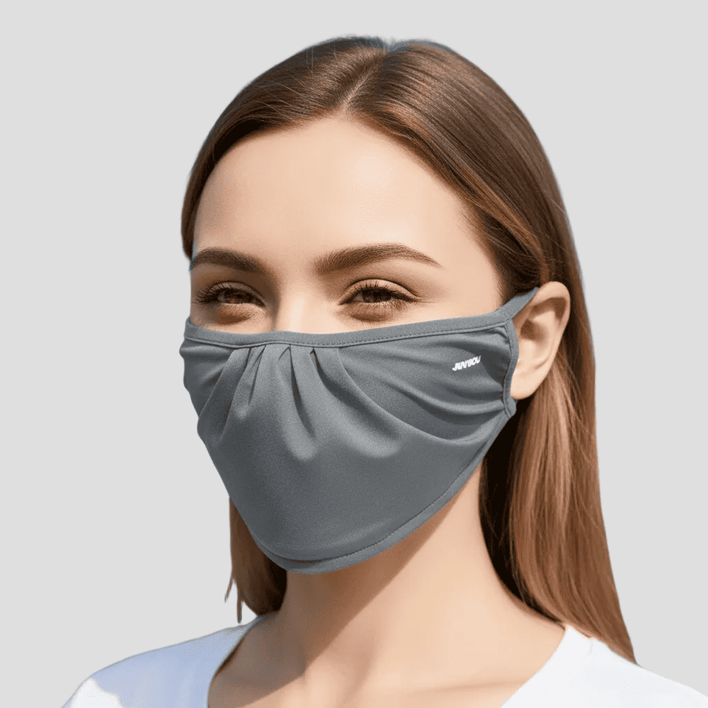 Gray Uv Protection Drape Face Mask