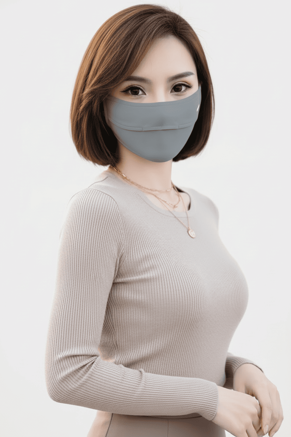 Gray sun protection face mask