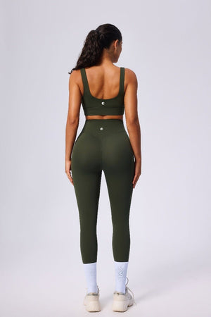 #Green Anniou racerback sports bra and high waist butt lift leggings