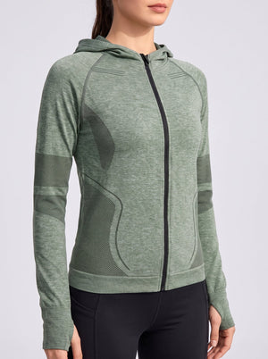#Green Breathable Zip‑Up Sports Hoodie 