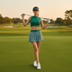 Green Diamond-patterned Golf Skirt