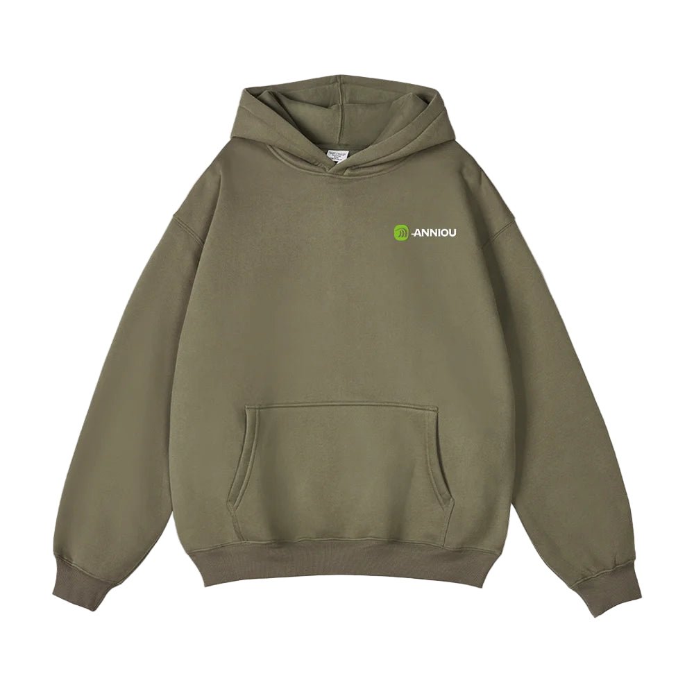 Green Oversized Pullover Urban Sports Hoodie by Anniou