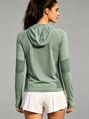 #Green Rear of Women's Athletic Zip UP Jacket