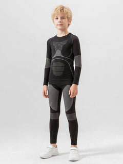 #Greyblack Boy Compression Ski Base Layer Set
