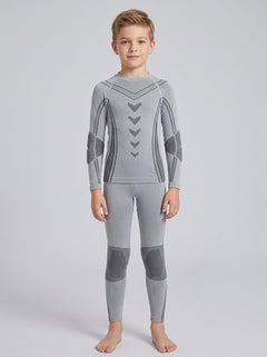 #Greyblack Children's Boy Ski Base Layer Set