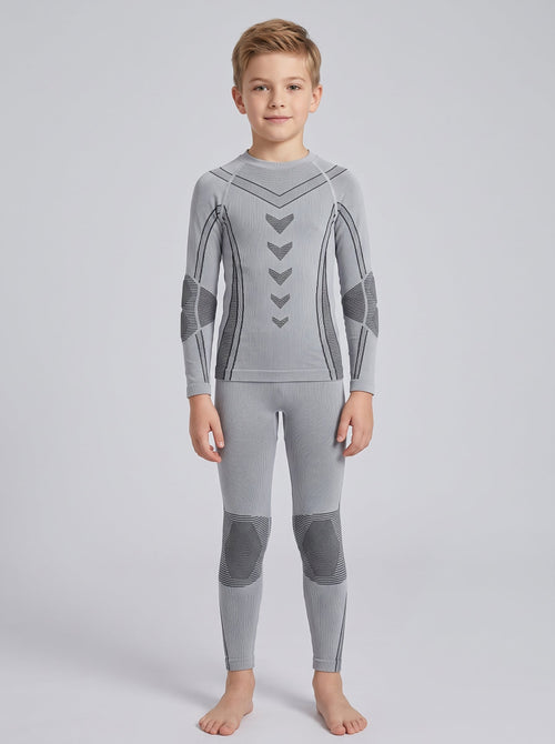 #Greyblack Children's Boy Ski Base Layer Set