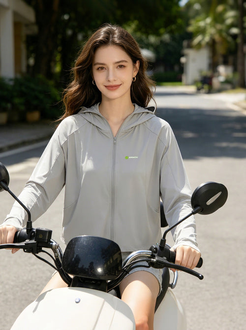 #Grey Black Coated Cape UV Protection Jacket