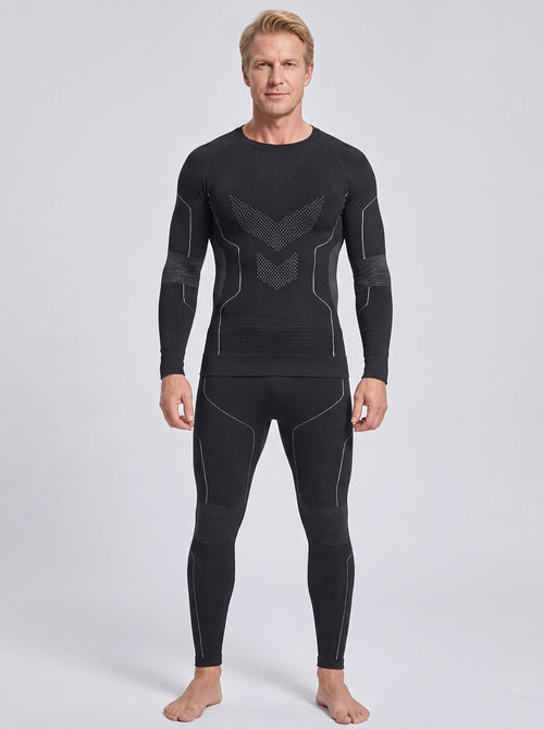 #Greyblack Men Compression Ski Base Layer Set