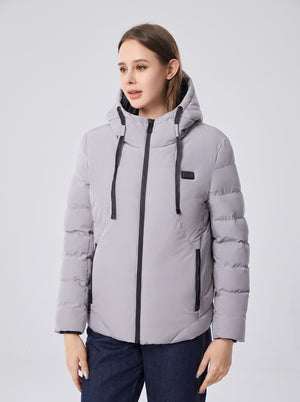 #Grey Heated Hooded Padded Jacket