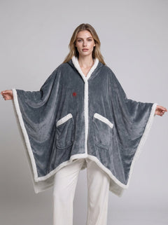 #Grey Heated Hooded Wearable Blanket