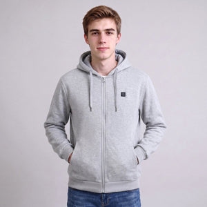 #Grey Mens Heated Zip Up Hoodie