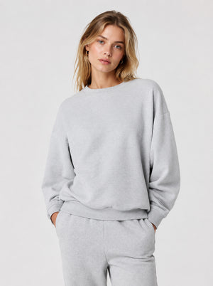#Grey Oversized Crewneck Sweatshirt