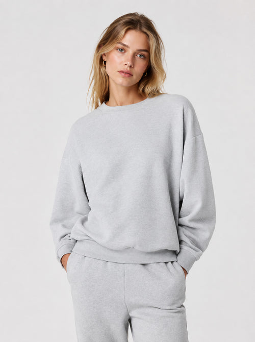#Grey Oversized Crewneck Sweatshirt