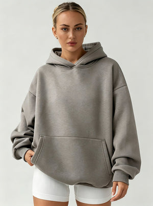 #Grey Oversized Pullover Hoodie