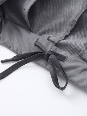 #Grey Straight Leg Casual Athletic Pants Built in drawstring design