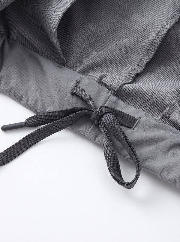 #Grey Straight Leg Casual Athletic Pants Built in drawstring design