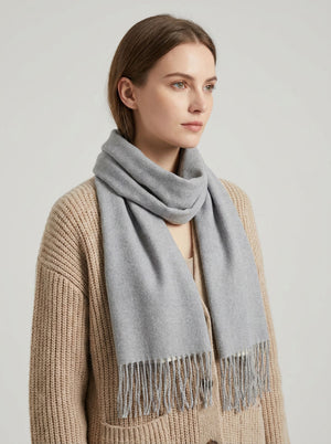 #Grey Women Ladies Solid Fringe Scarf