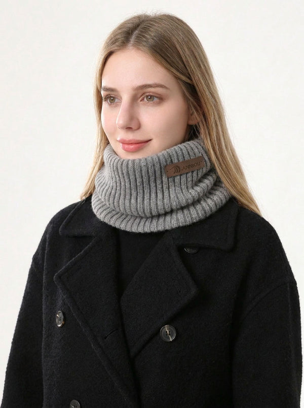 #Grey Women  Rib Knit Neck Gaiter
