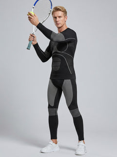 #Greyblack Men Compression Ski Base Layer Set