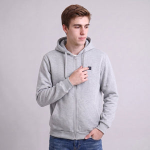 #Grey single control Mens Heated Zip Up Hoodie